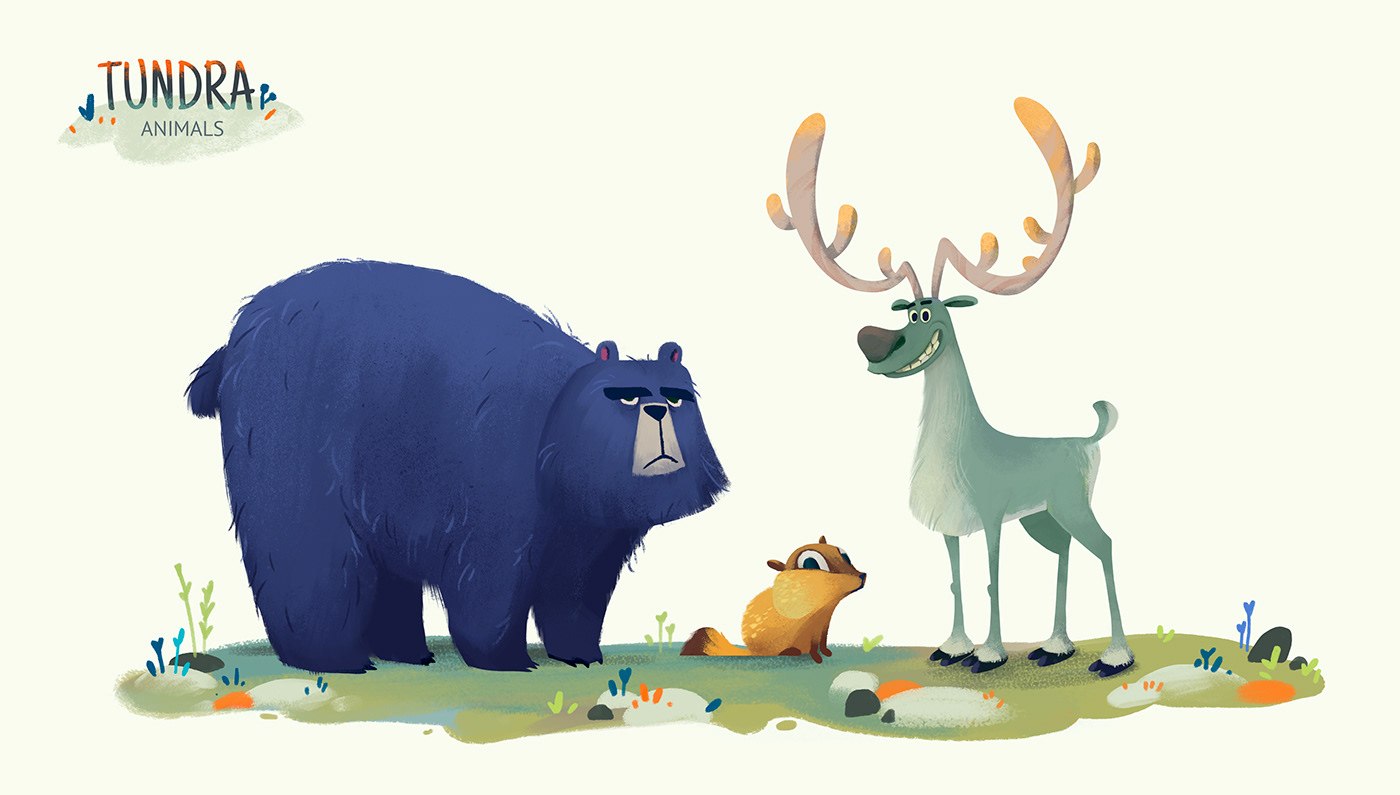 bear Character design  character emotions concept art ILLUSTRATION  marmot Poses reindeer Stylization tundra