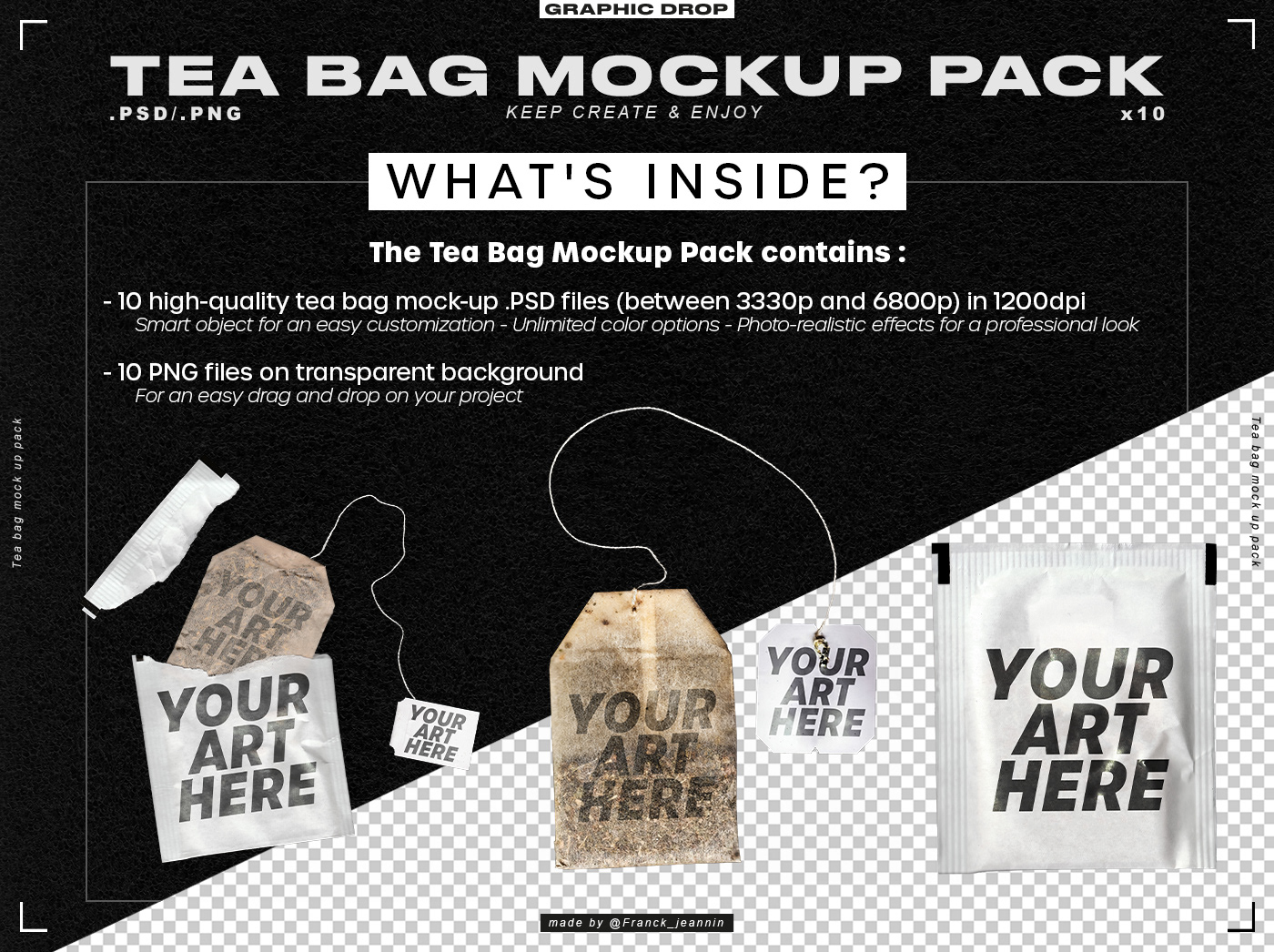 What's inside the mockup pack 10 tea bag mockup 