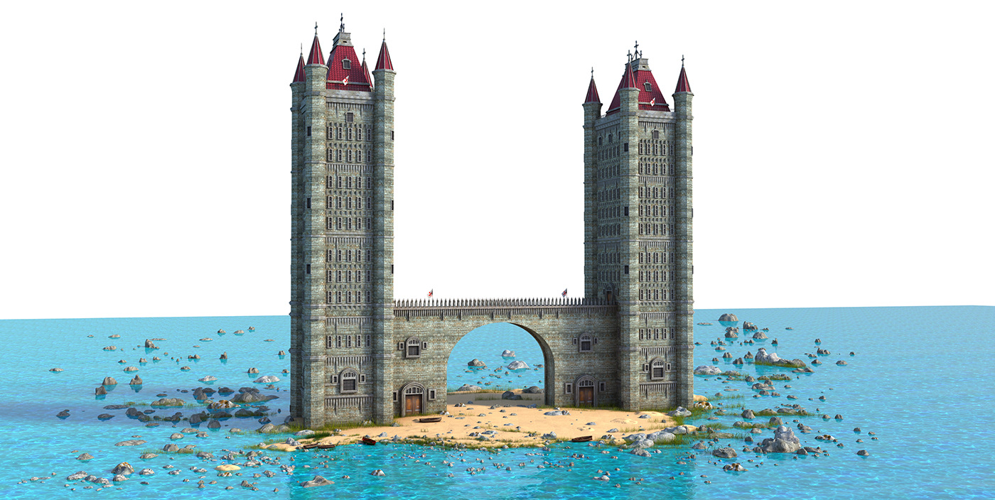 fantasy 3D Mons MARC MONS CGI buidling tower bridge medieval