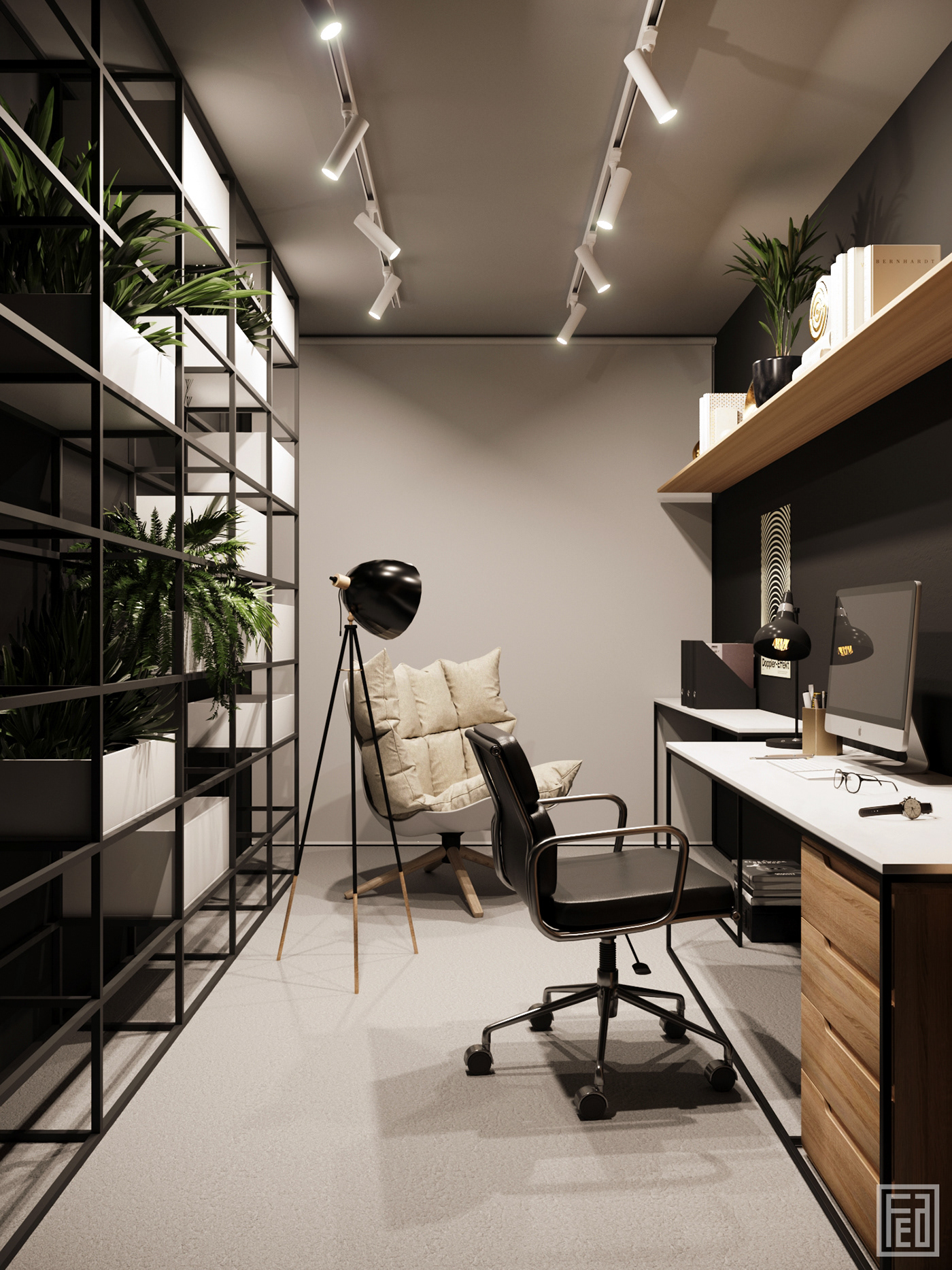 3ds max corona furniture Interior Office workplace визуализация дизайн интерьер офис