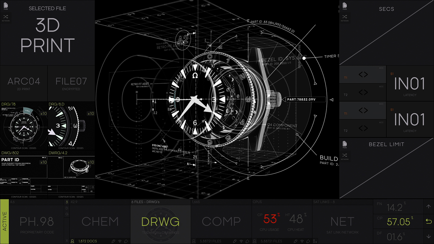 Adobe Portfolio spectre mgfx Bond user interface design screen graphics vfx sam mendes on set graphics