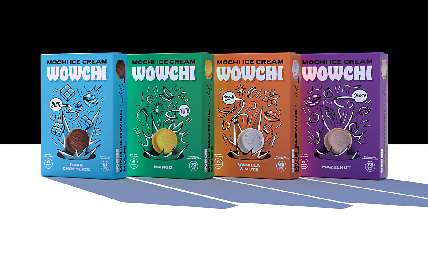 mochi wow Packaging summer cardinal agdesignagency Ice Cream Mochi Japanese rice cake Wowchi