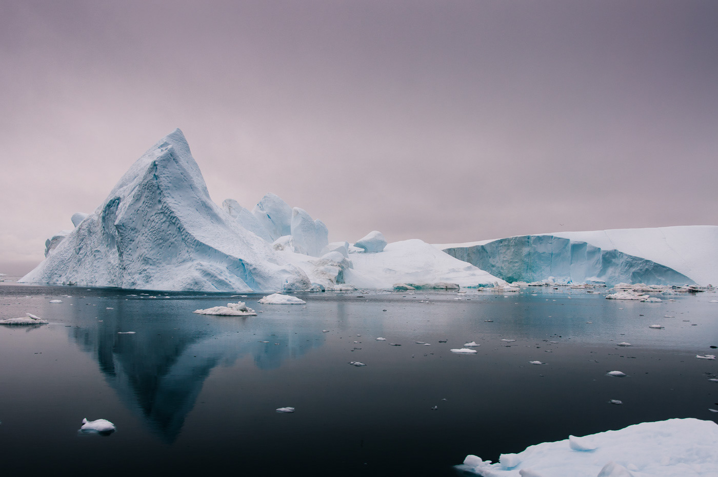 Nature fine art northlandscapes Arctic Greenland water ice light waterscape icebergs clouds reflections DAWN Landscape