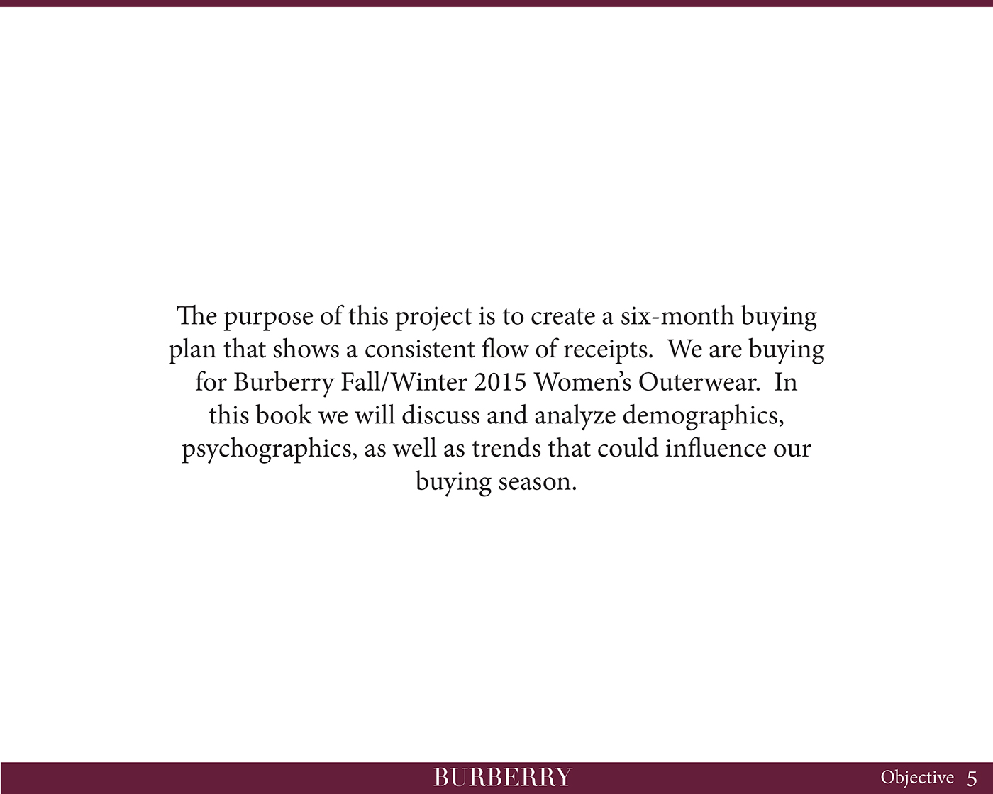 Burberry Buying plan merchandising trends