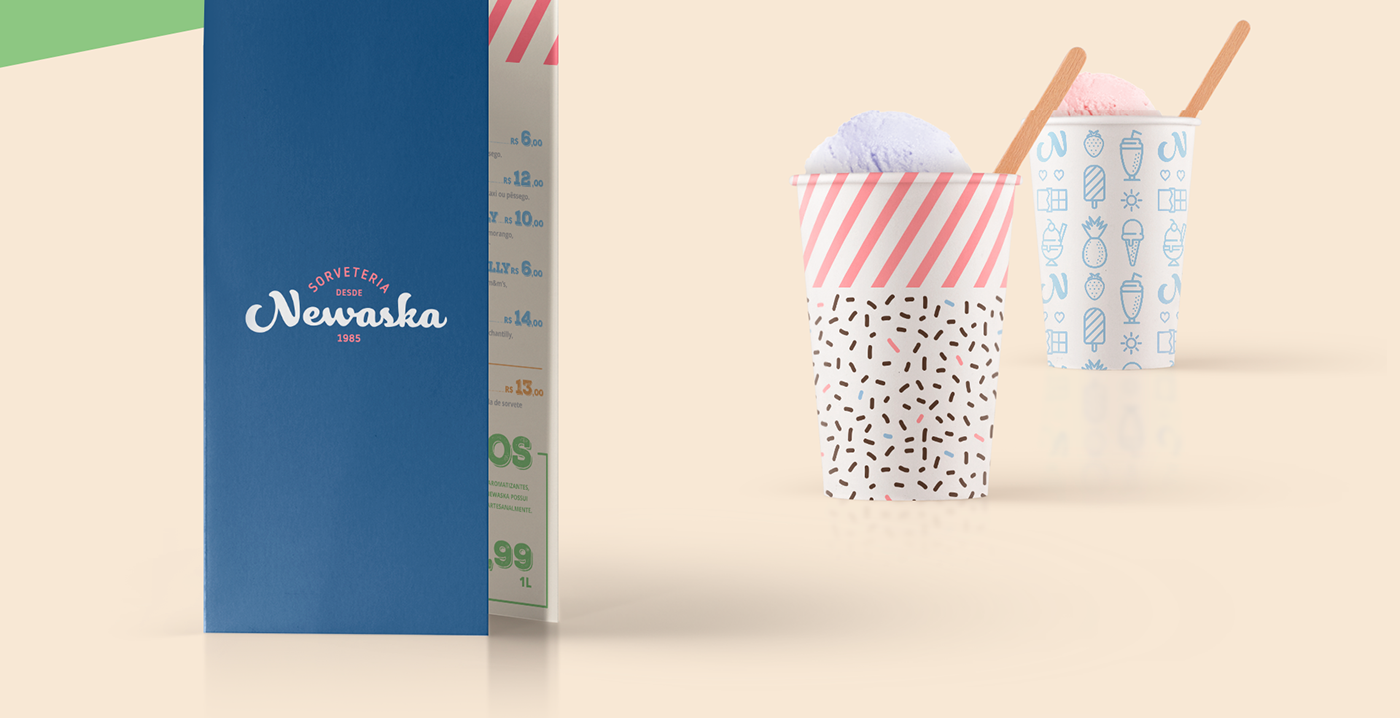 brand identity identidade visual sorveteria ice cream icons Paper cups handwritten Candy shop Flavours