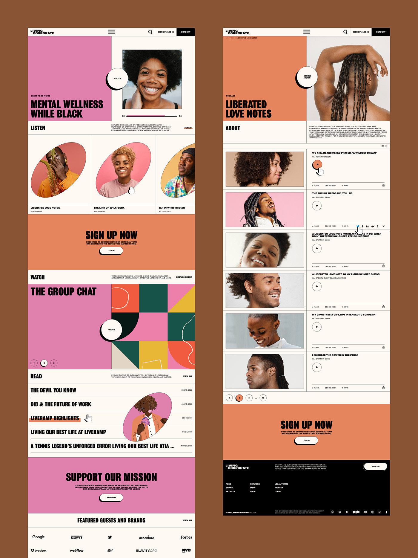 living corporate Black Lives Matter BLM Blog Figma Podcasts ui design UI/UX user interface Website