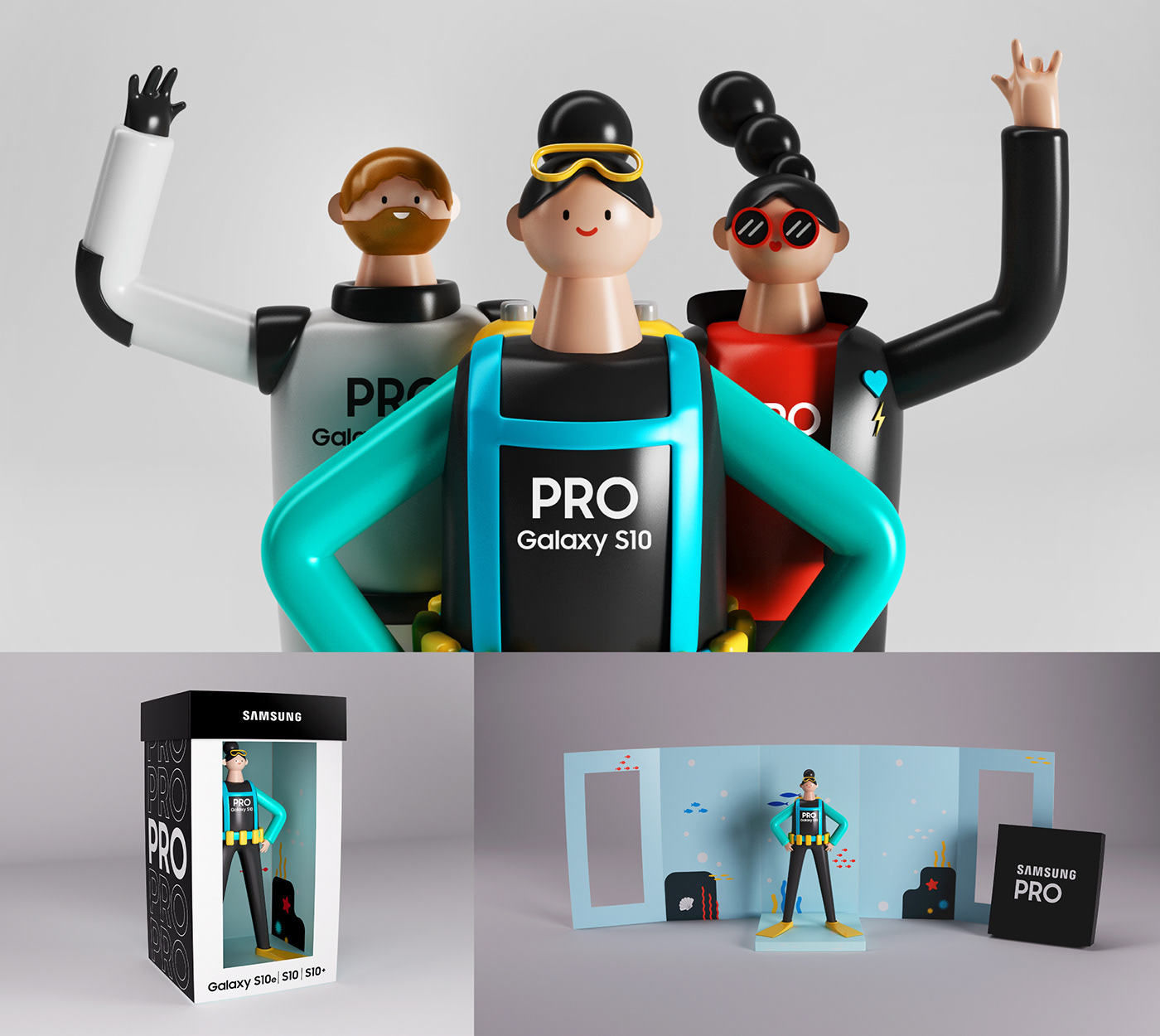 3D 3D Characters art direction  branding  c4d CGI characters graphic design  Samsung visual identity