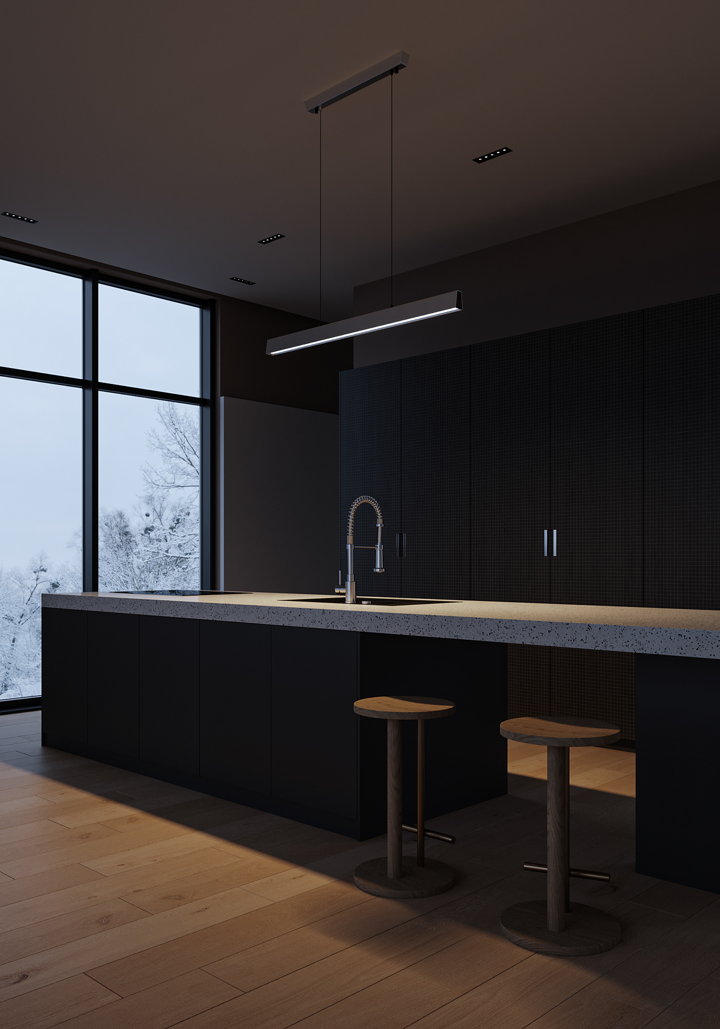 architecture interior design  Minimalism design CGI visualization rendering archviz kitchen kitchen design