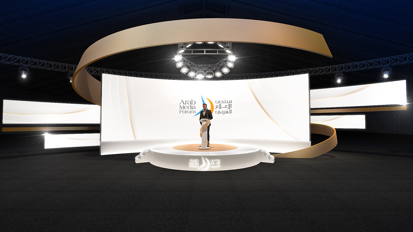 Stage STAGE DESIGN Event Events conference Event Branding set design  3D Conference design set