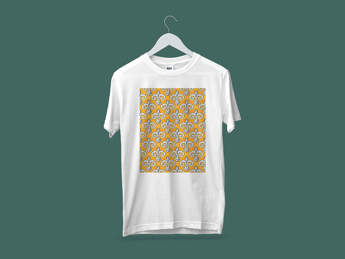 Mockup camiseta motivo textil diseño azulejo valencia spain