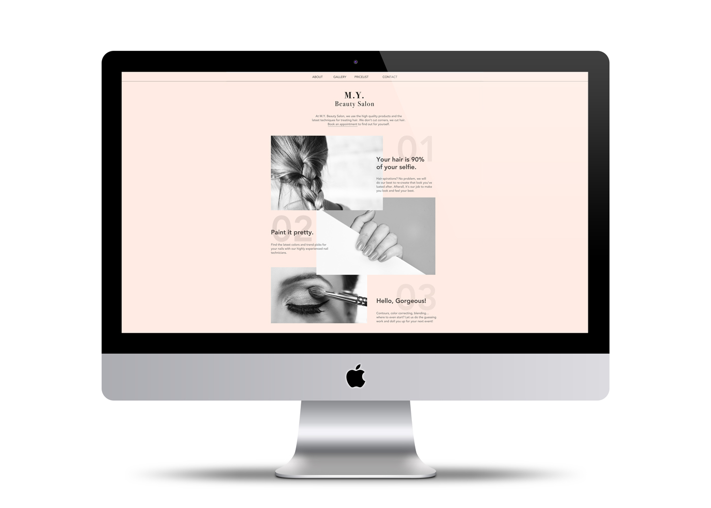 Web Design  Website minimal template feminine Hair Salon hair Fashion  clean Interface