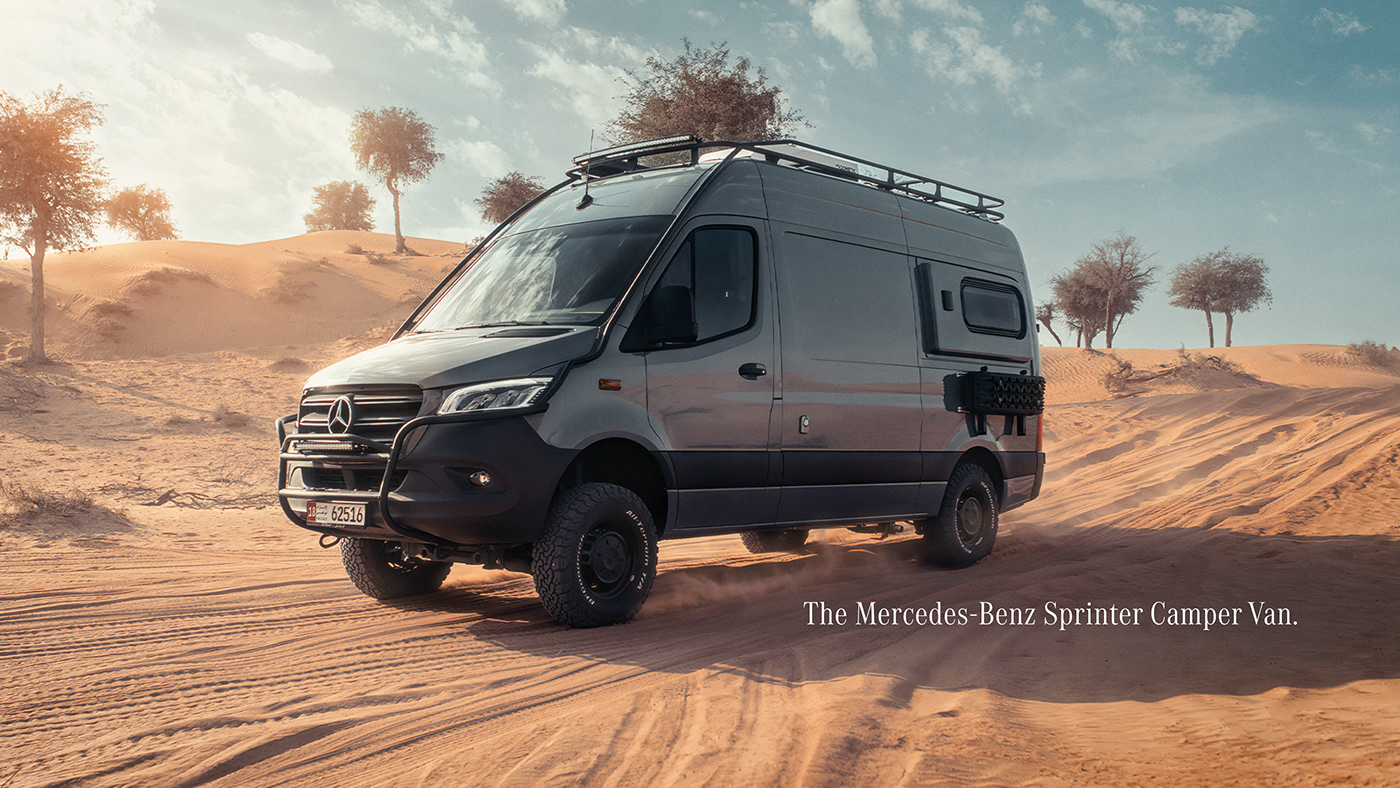 mercedes camper Automotive Photography outdoor advertising lifestyle photography dubai KSA Saudi Arabia Sprinter UAE