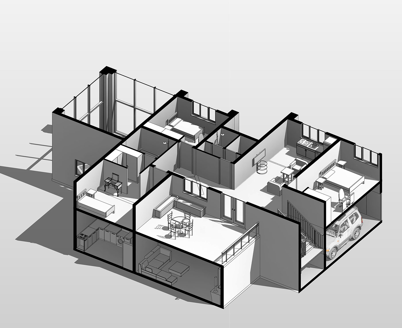 design architecture modern exterior interior design  revit BIM Revit Architecture 3D sections