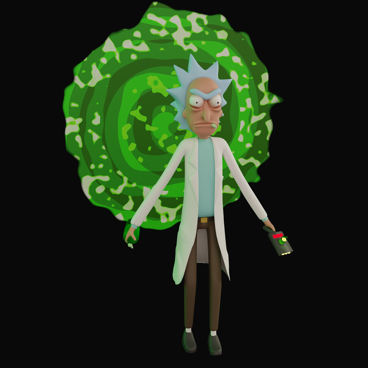 3D blender3d Character design green portal rickandmorty ricksanchez
