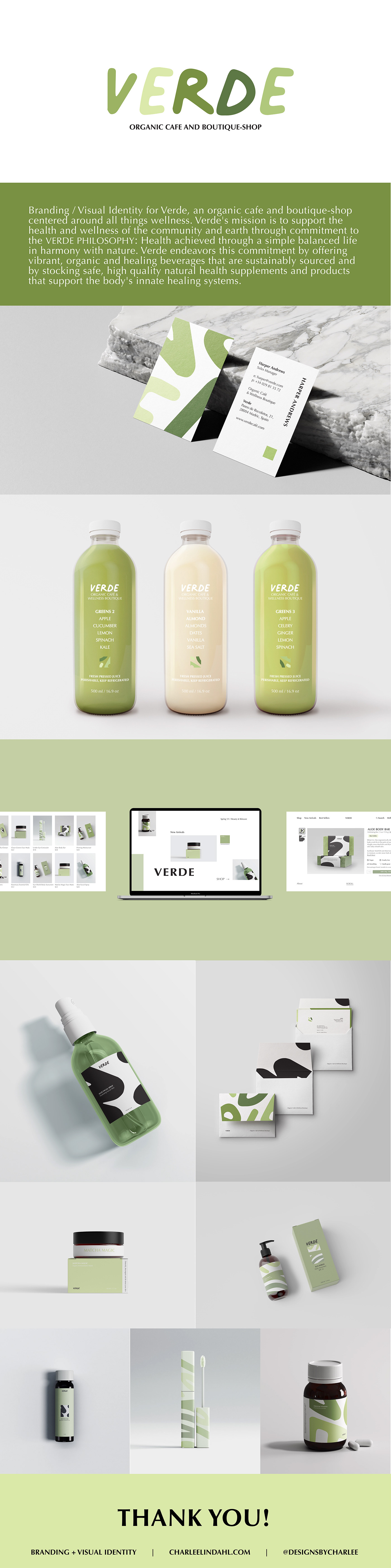 boutique shop brand identity branding  cafe graphic design  packaging design Verde visual identity Website