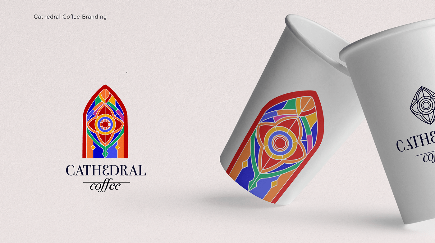 brand identity cafe cathedral church Coffee identity Logo Design Packaging product design 
