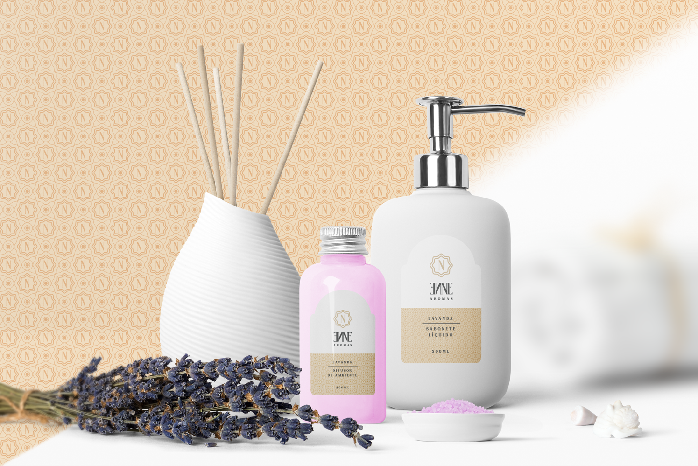 branding  brand logo aromas Packaging beige lavender product soap diffuser