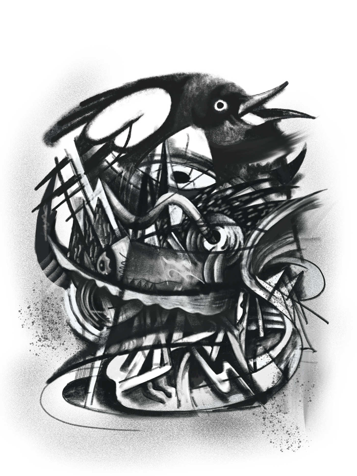 charcoal Digital Drawing ipadpro FakeCharcoal applepencil procreateapp didgitalart birds lifeforms