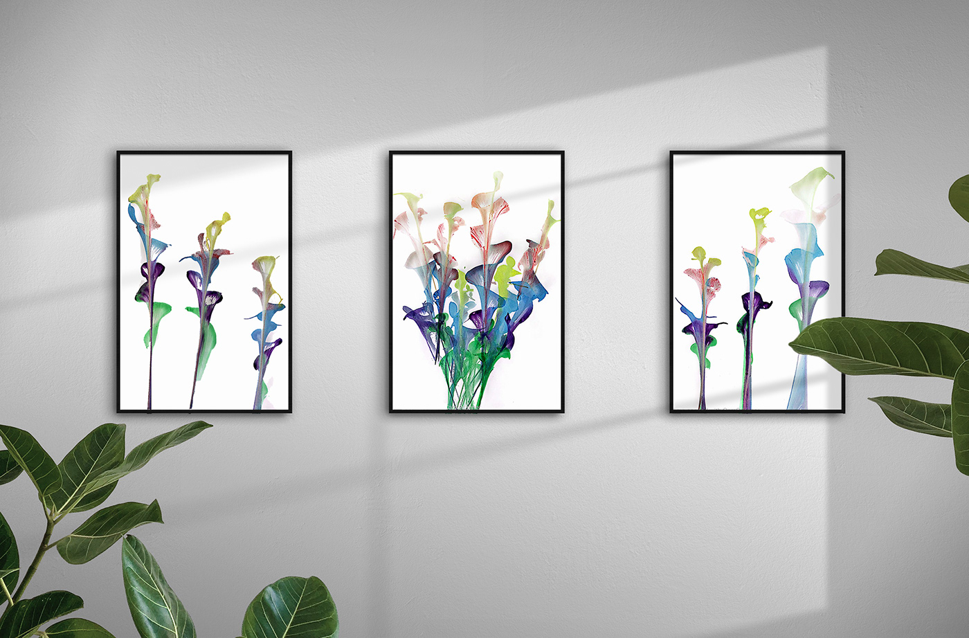 acrylic colorful Flowers frames gallery home decor painting   stringart   triple picture frames wall art