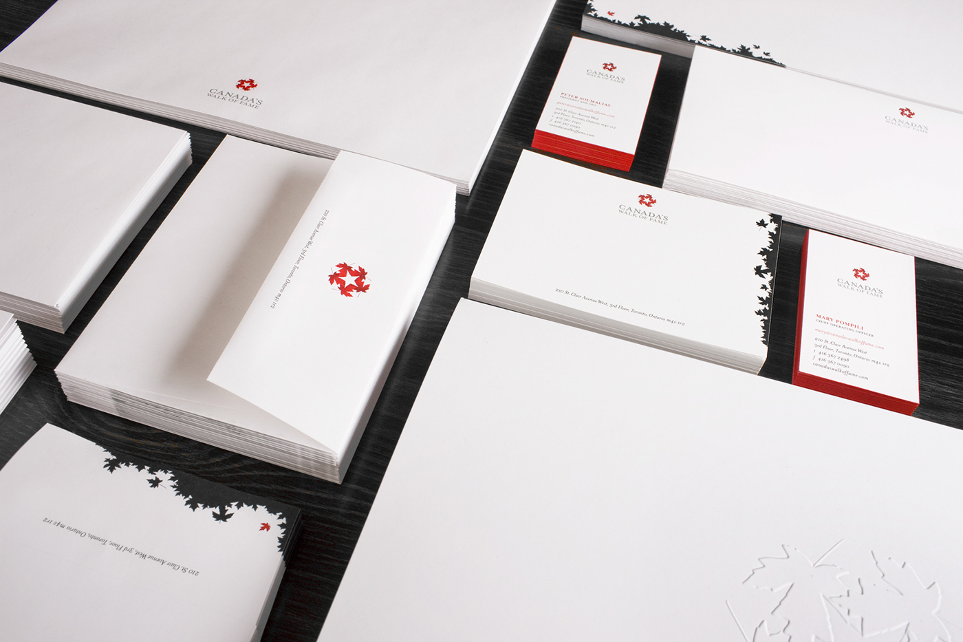 Stationery logo Canada CWOF craft letterpress white space emboss Maple Leaf