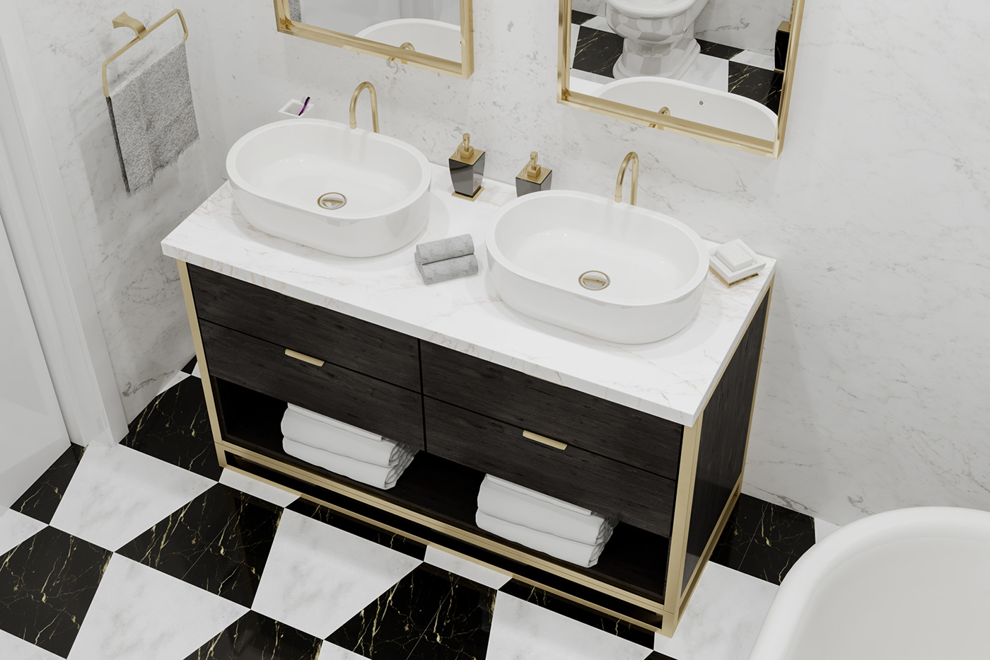 luxury new-york apartment vertex-design slagjana-zafirovska blue and gold