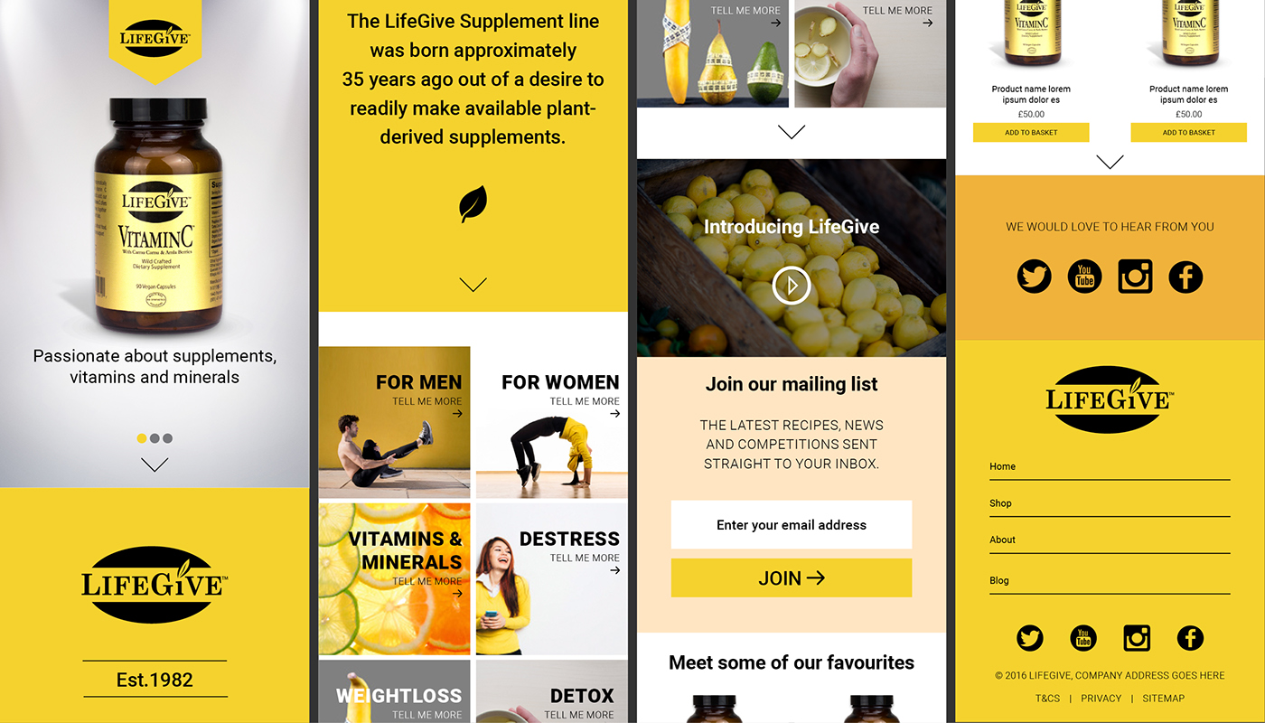 Web Design  Ecommerce branding  art direction  vitamins supplements Health UI/UX magento