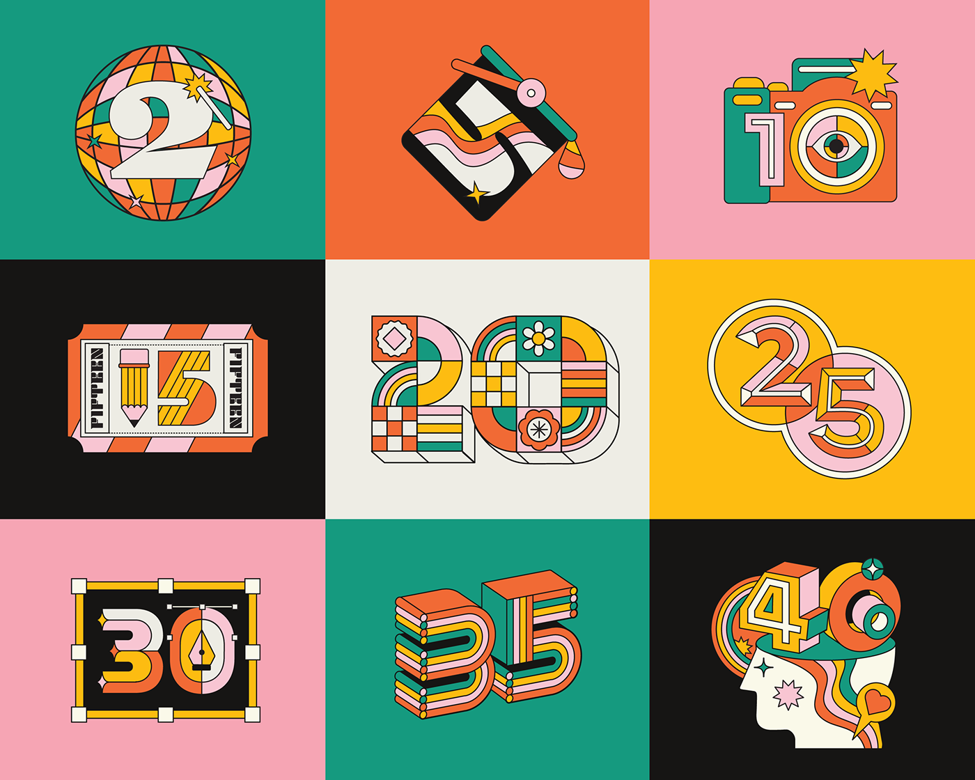 design numbers typography   vector digital illustration Illustrator Social media post Graphic Designer