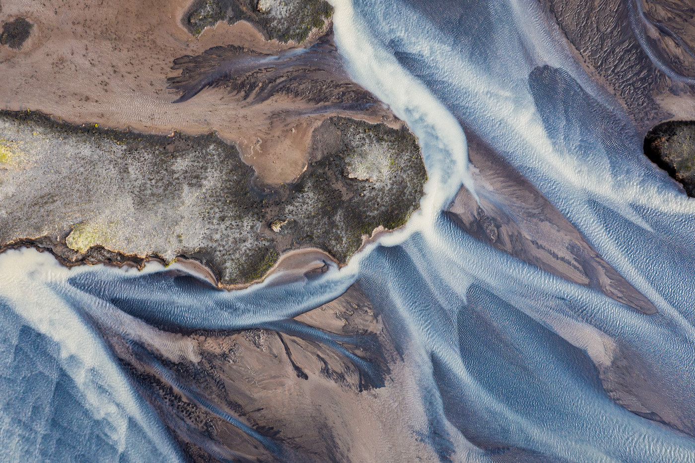 Aerial color drone flow iceland Landscape river water pattern texture