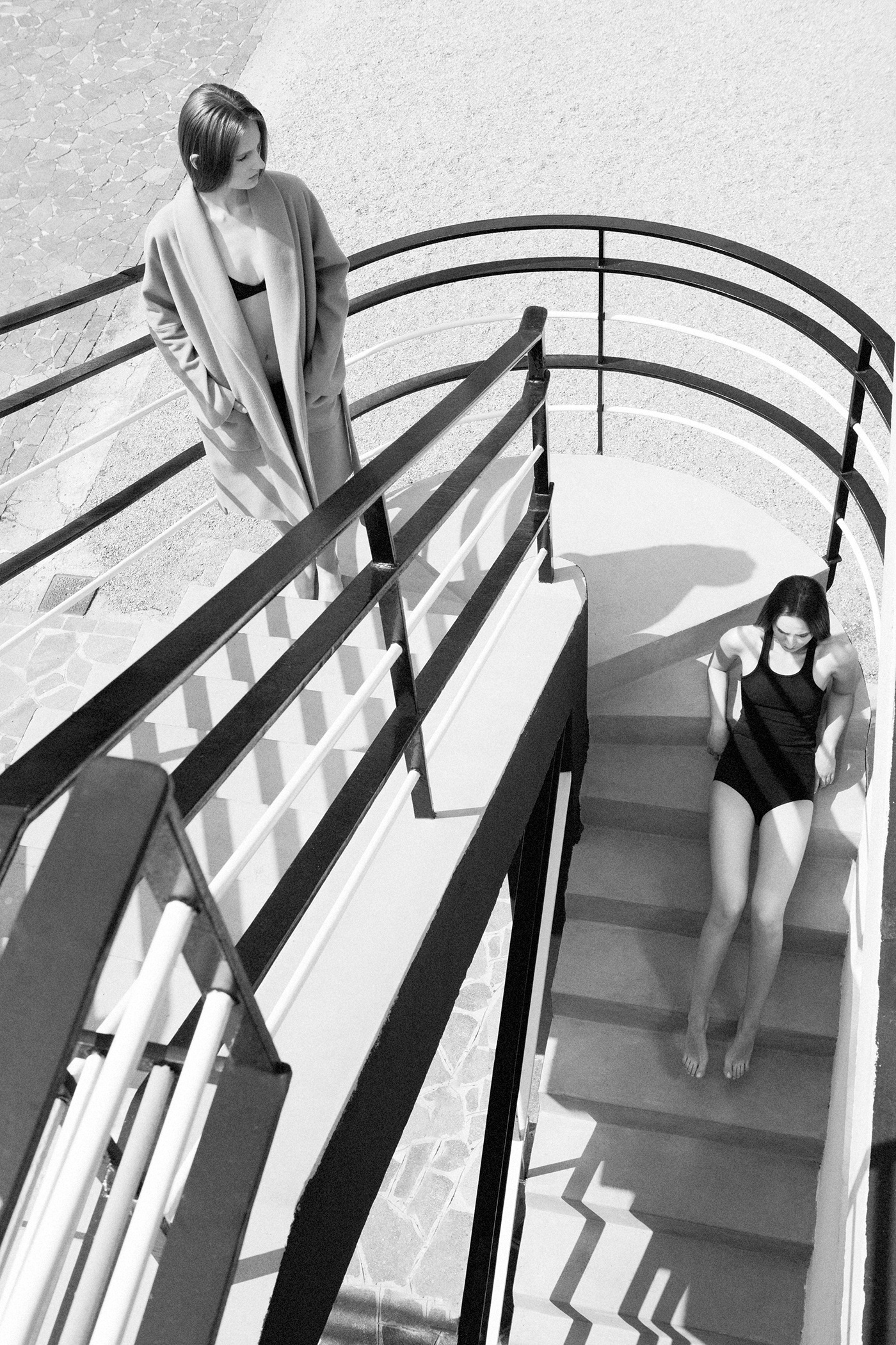 Fashion  architecture Photography  woman women lake black and white portrait styling  Style