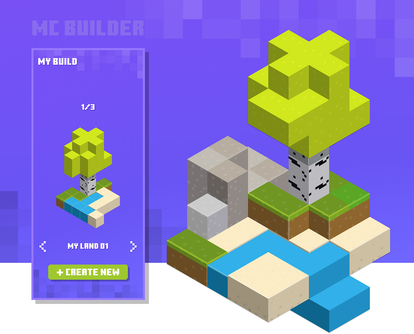builder game 3D minecraft mobile app Figma Mobile app