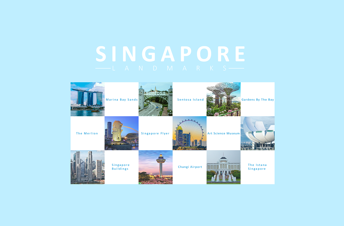 singapore Landmark card blue ILLUSTRATION 