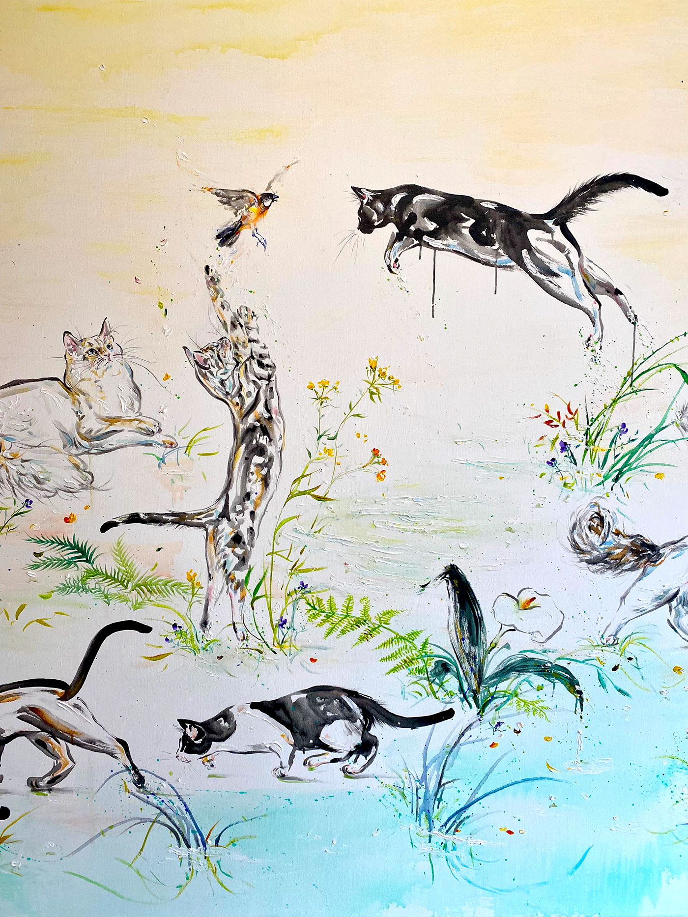 largest cat painting cat art Cat Artist Cat cat art show minimalist cat art asian art asian american art cat painting cat ink