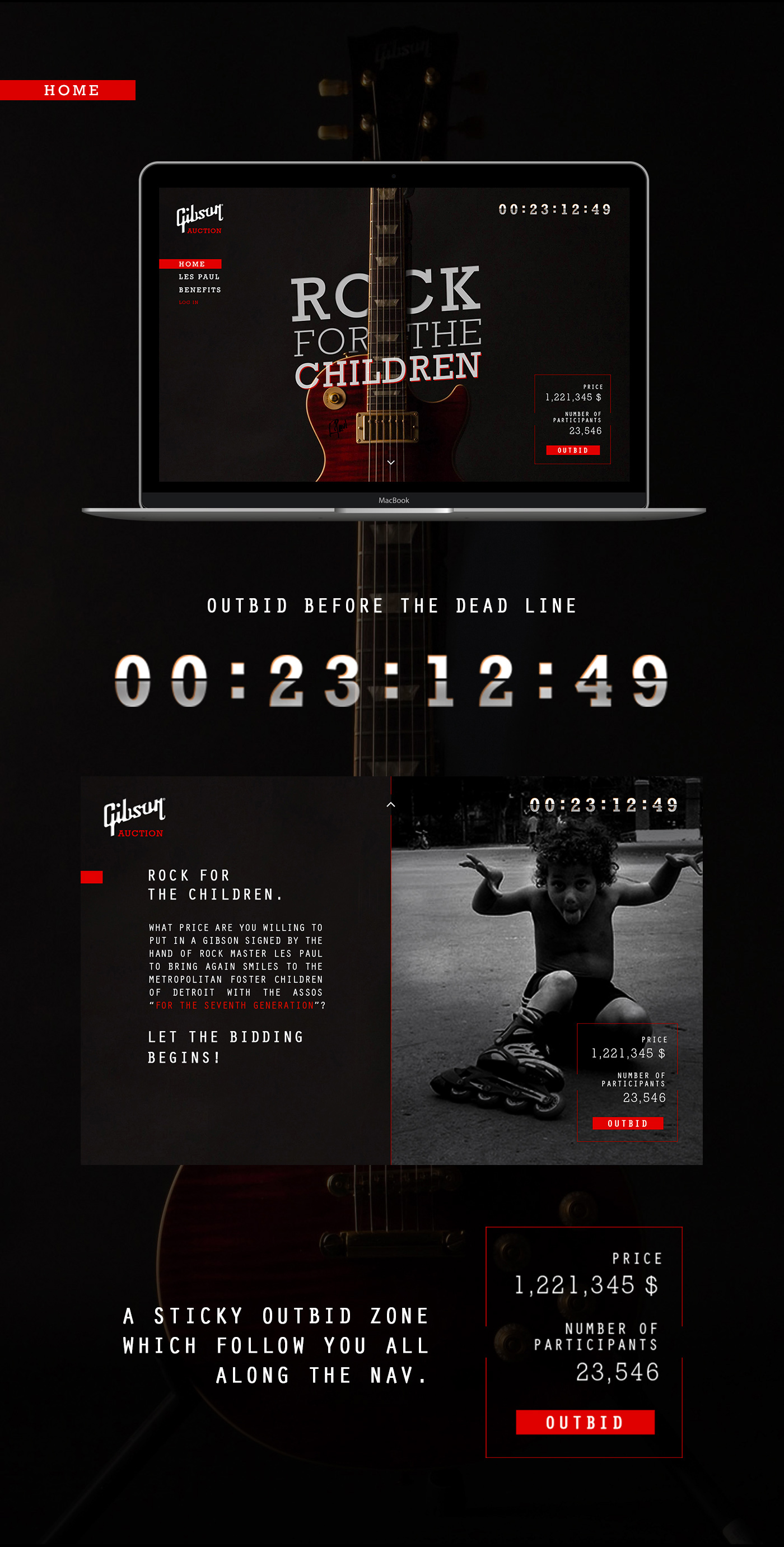 guitar Gibson photo rock les paul legend sup de pub site Musique black and white children Web red brand ui ux