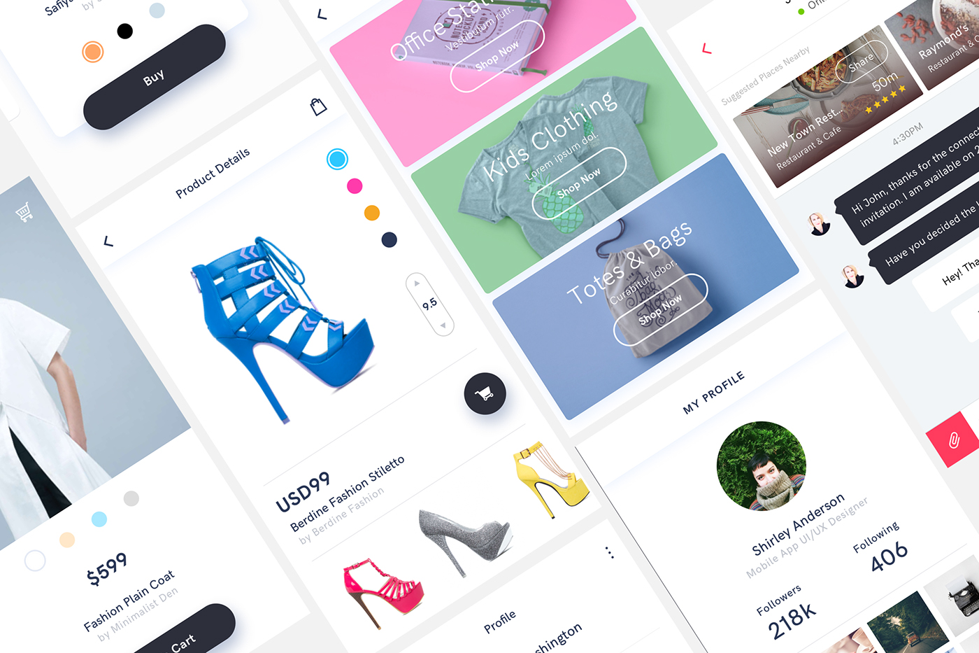UI kit android ios app Interface graphic envato download social design Ecommerce Chat