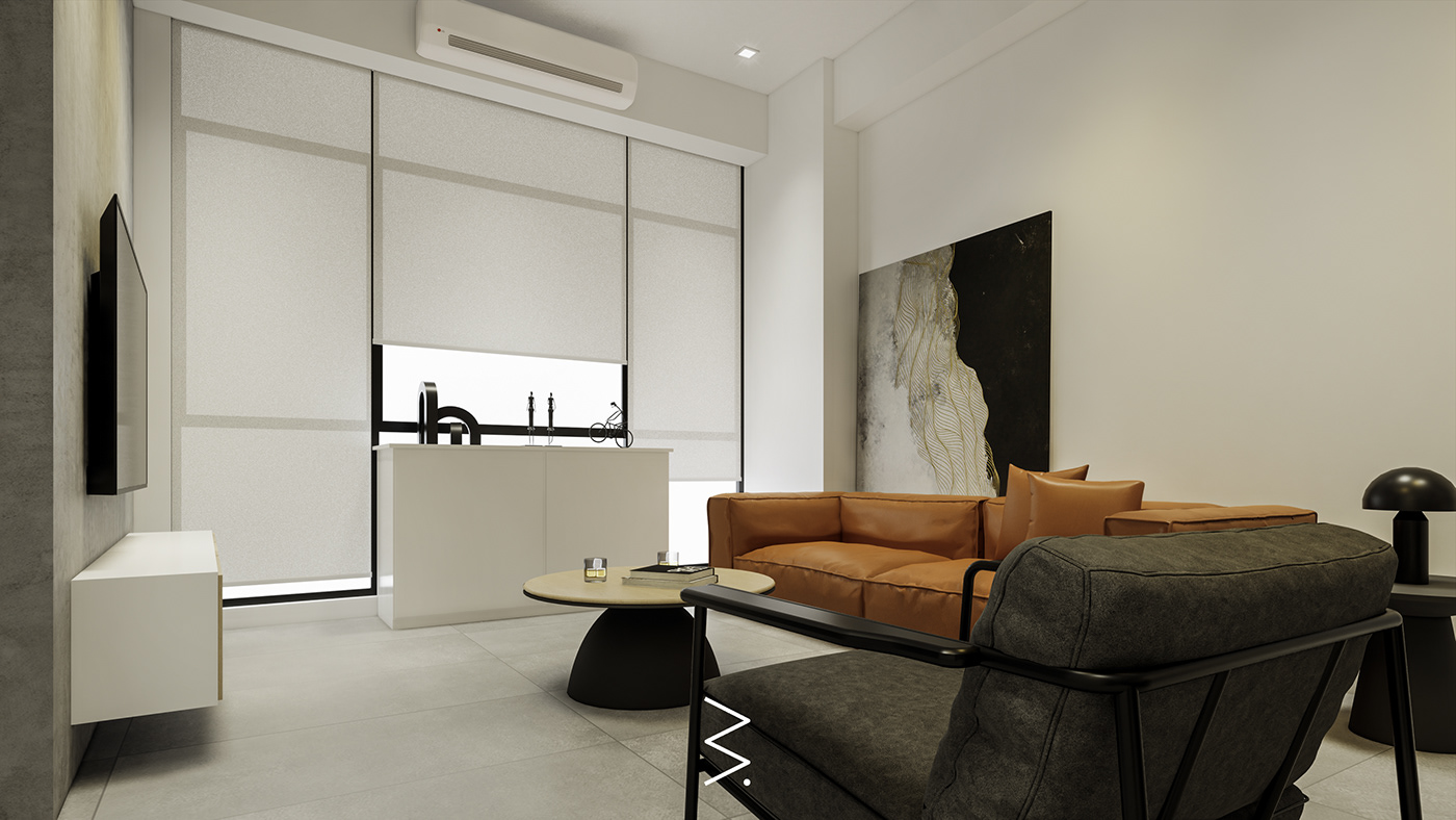 architecture interior design  batik Condo Neutral warm minimalist modern Render design