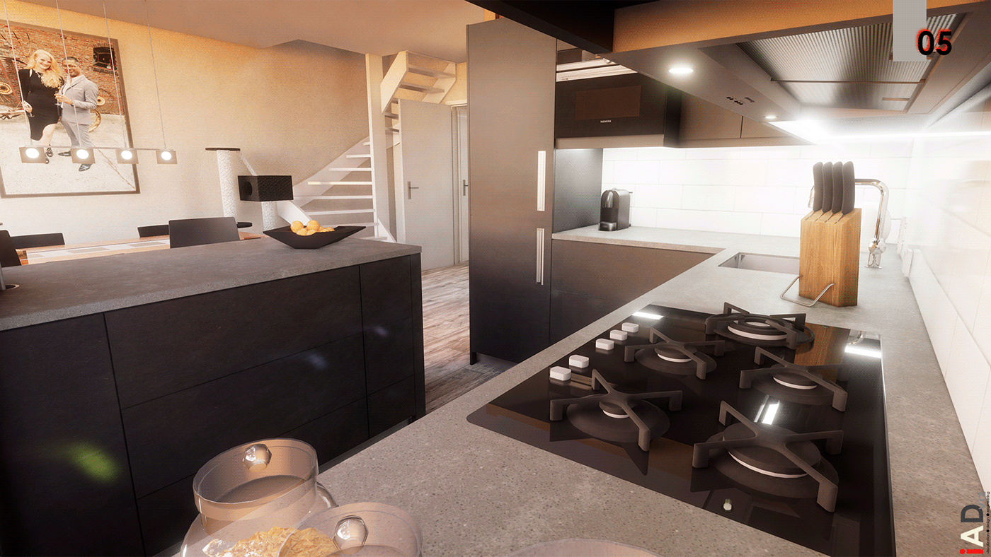 3D architecture Render visualization kitchen