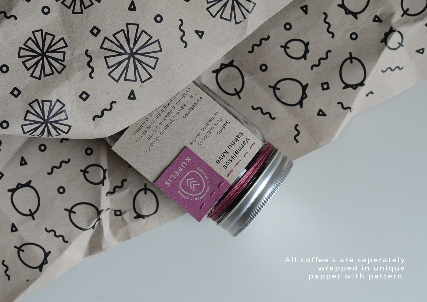 Coffee package coffee package Natural Product lithuania branding  Ecology recycling pattern jar