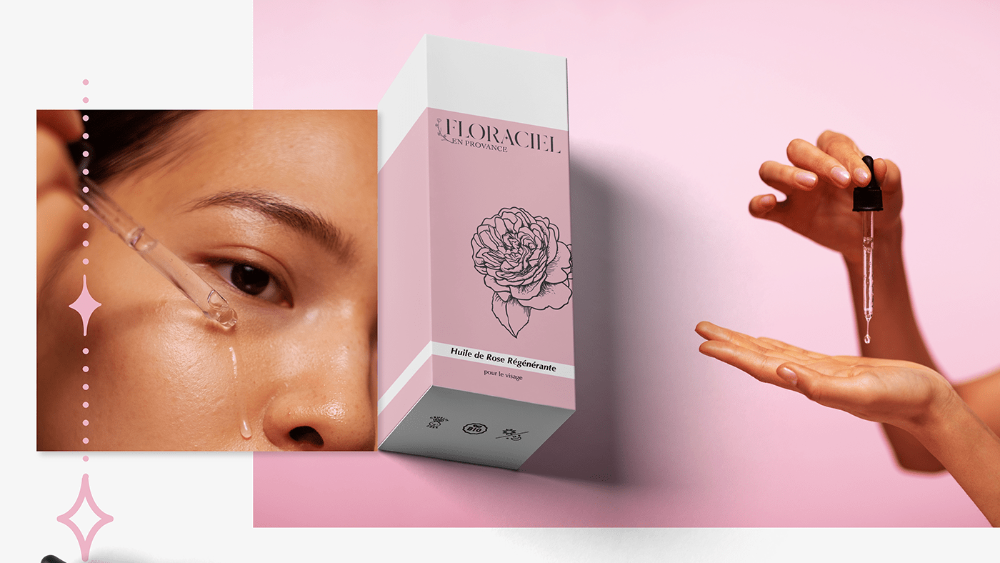 adobe illustrator beauty brand identity branding  cream facial oil bottle Flowers Logo Design Packaging skincare