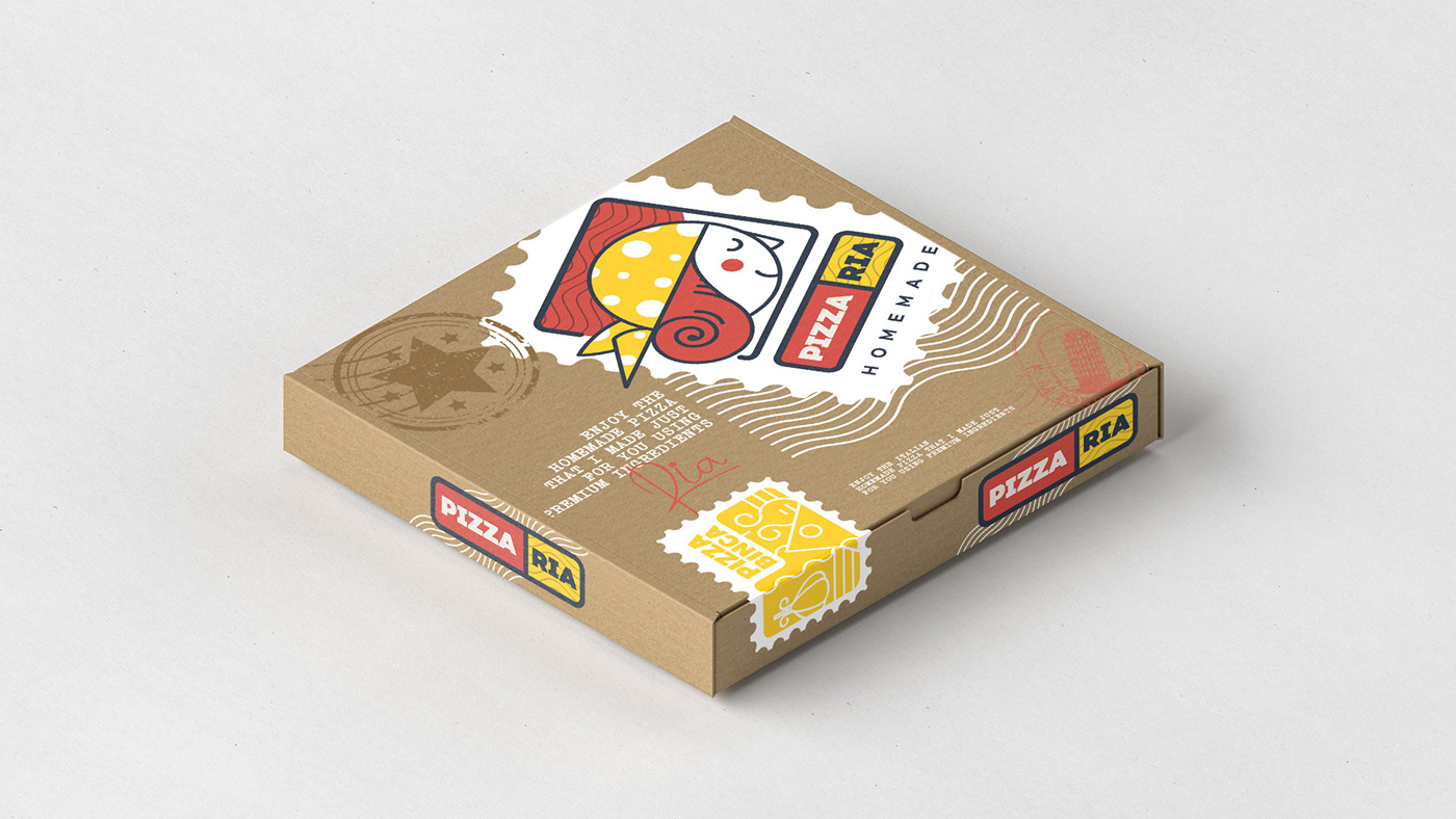 Pizza logo Pack Packaging branding  slice stamp mail mailbox post