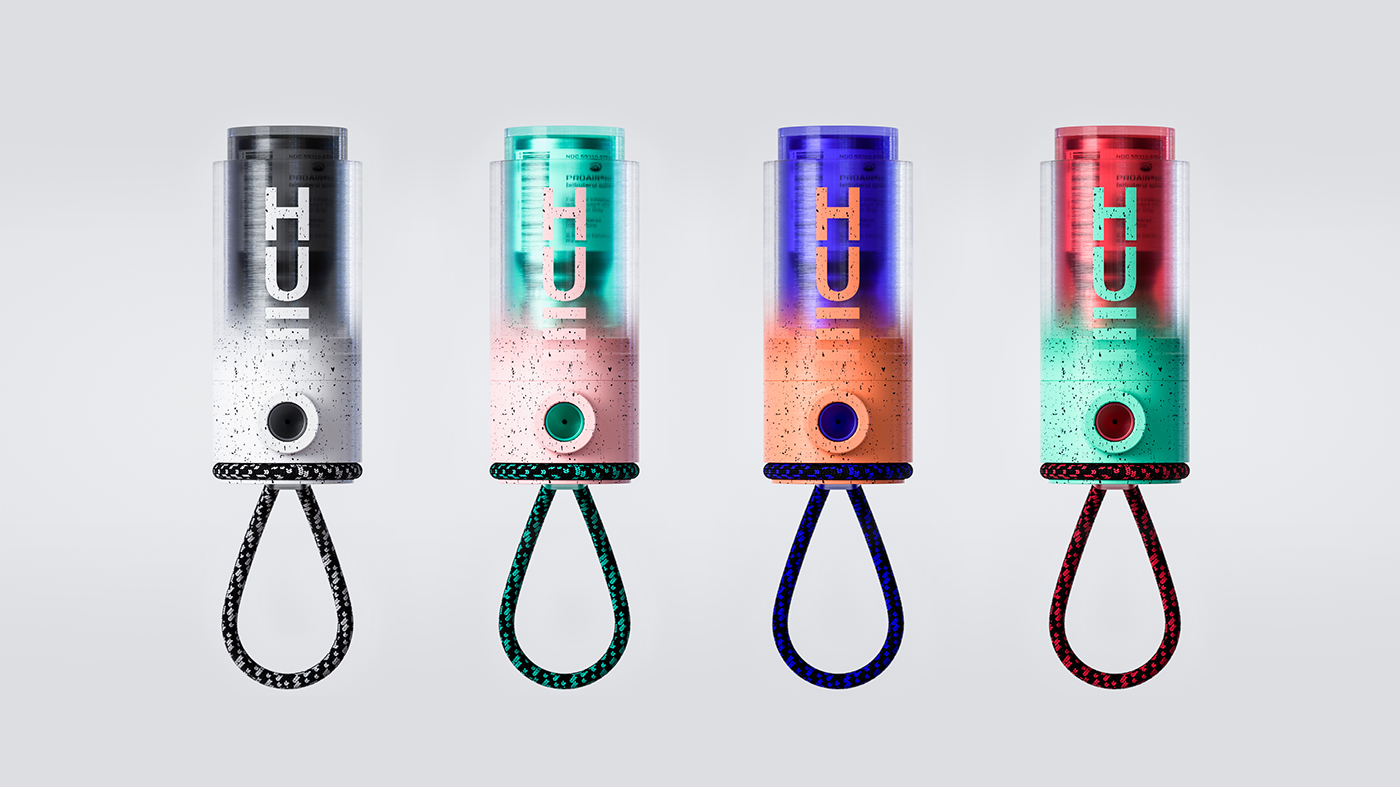 hue inhaler medical product cmf lifestyle color gradient 3d printing rendering