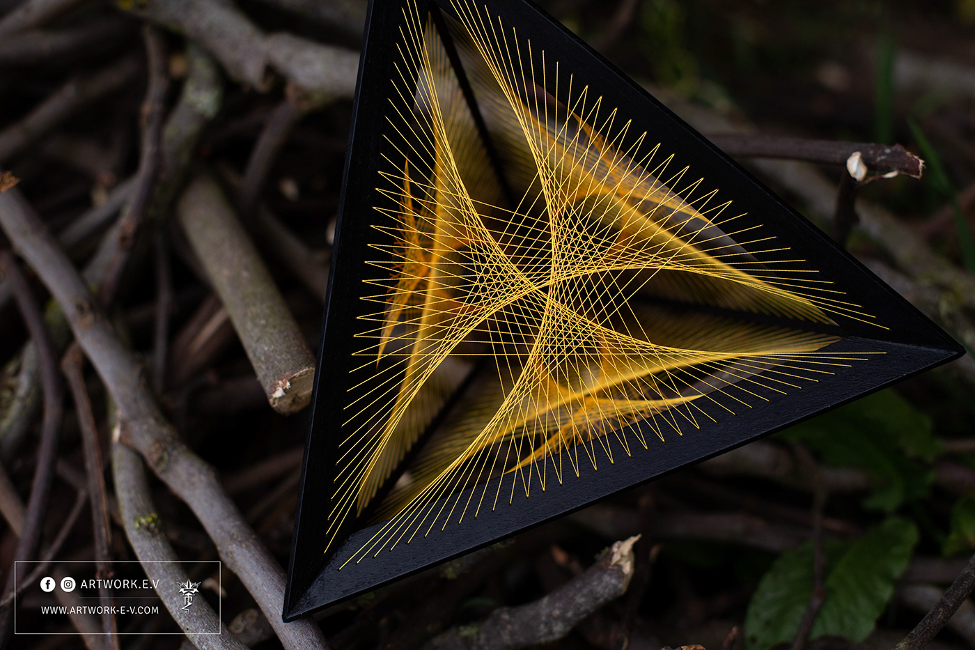 artwork Mandala pattern platonic solids psychedelic sacred geometry string art stringart   tetrahedron woodworking