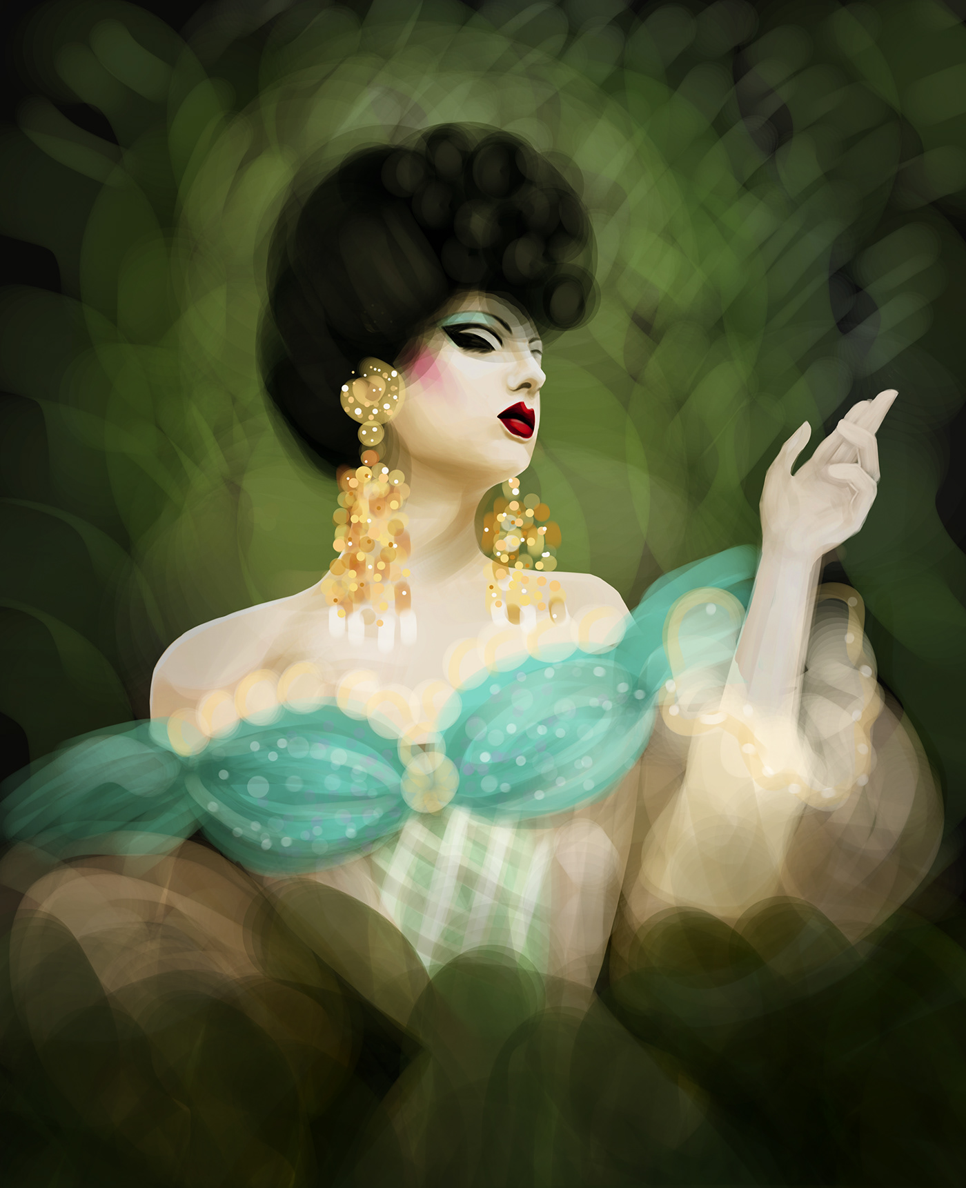 Drag drag queen Fashion  portrait digital painting