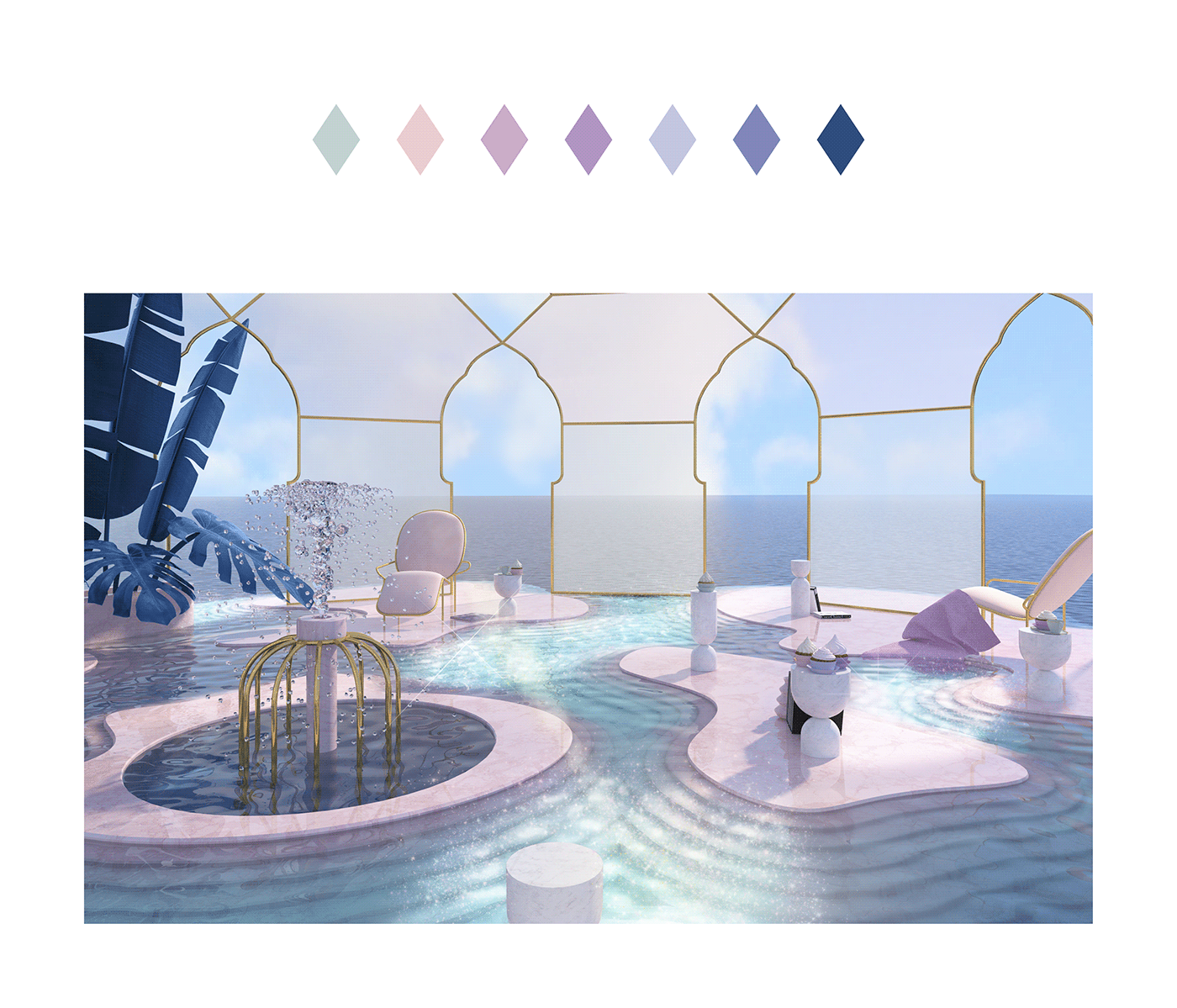 3DDesign architecture archs ethereal interiordesign pastel Render sunroom surreal vray