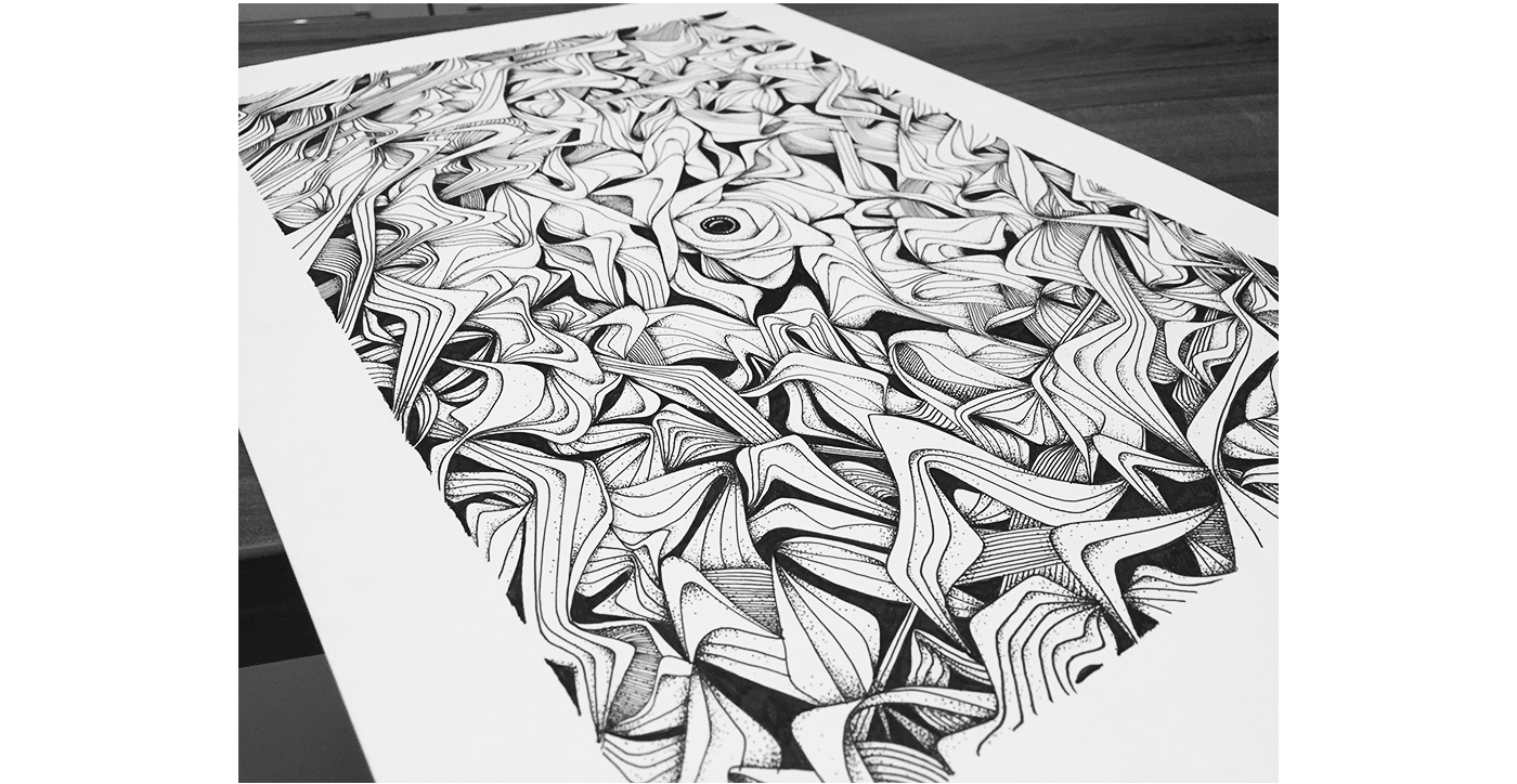 chameleon dotwork Drawing  art black White ink paper