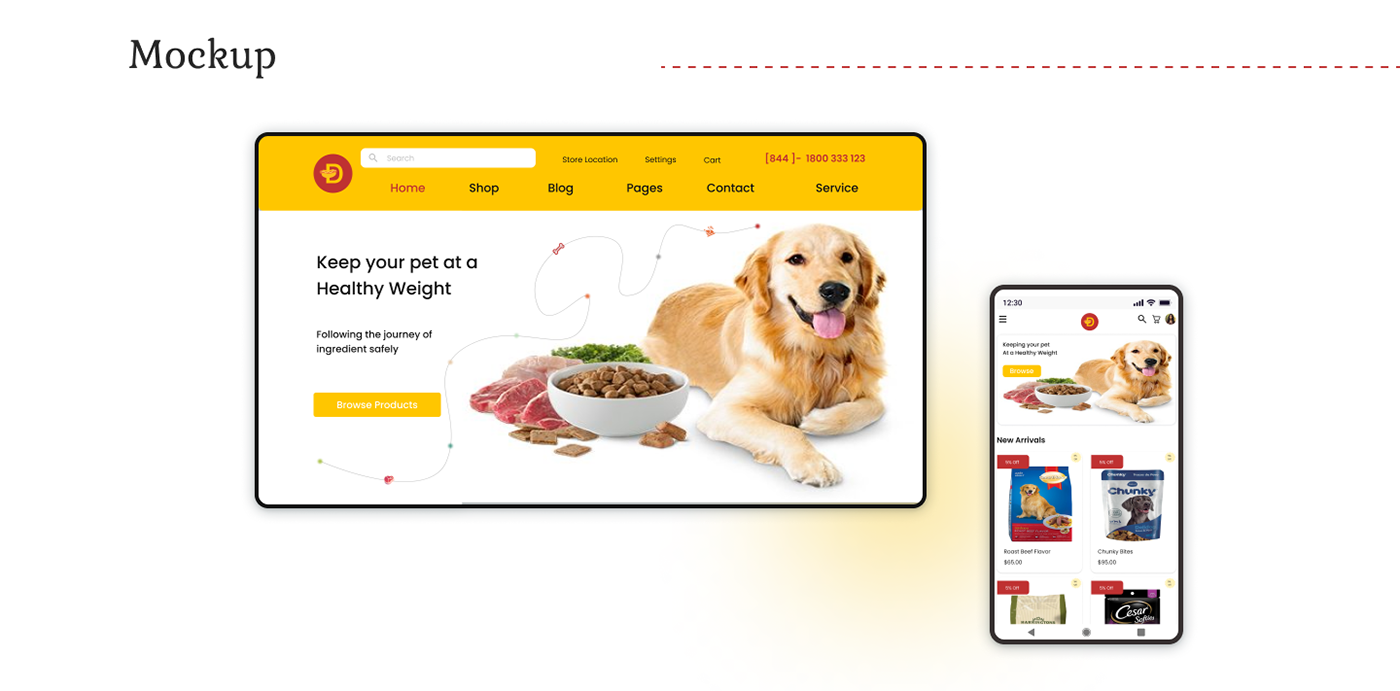 uiux ui design user interface Web Design  Responsive Pet dog veterinary animal Food 