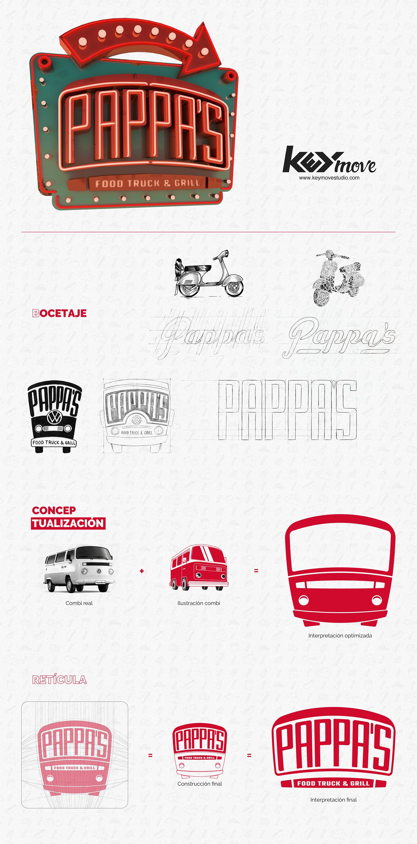 Food truck grill logo Logotype brand branding  Retro vintage vespa combi