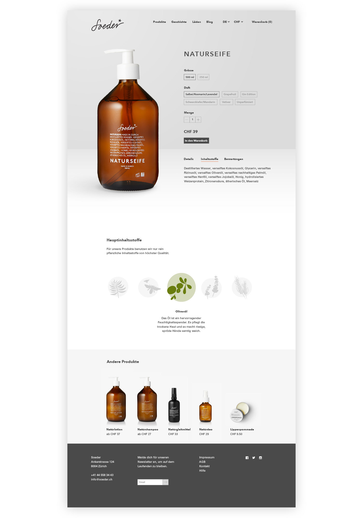 Website Webdesign Ecommerce online sho soap soeder minimal clean