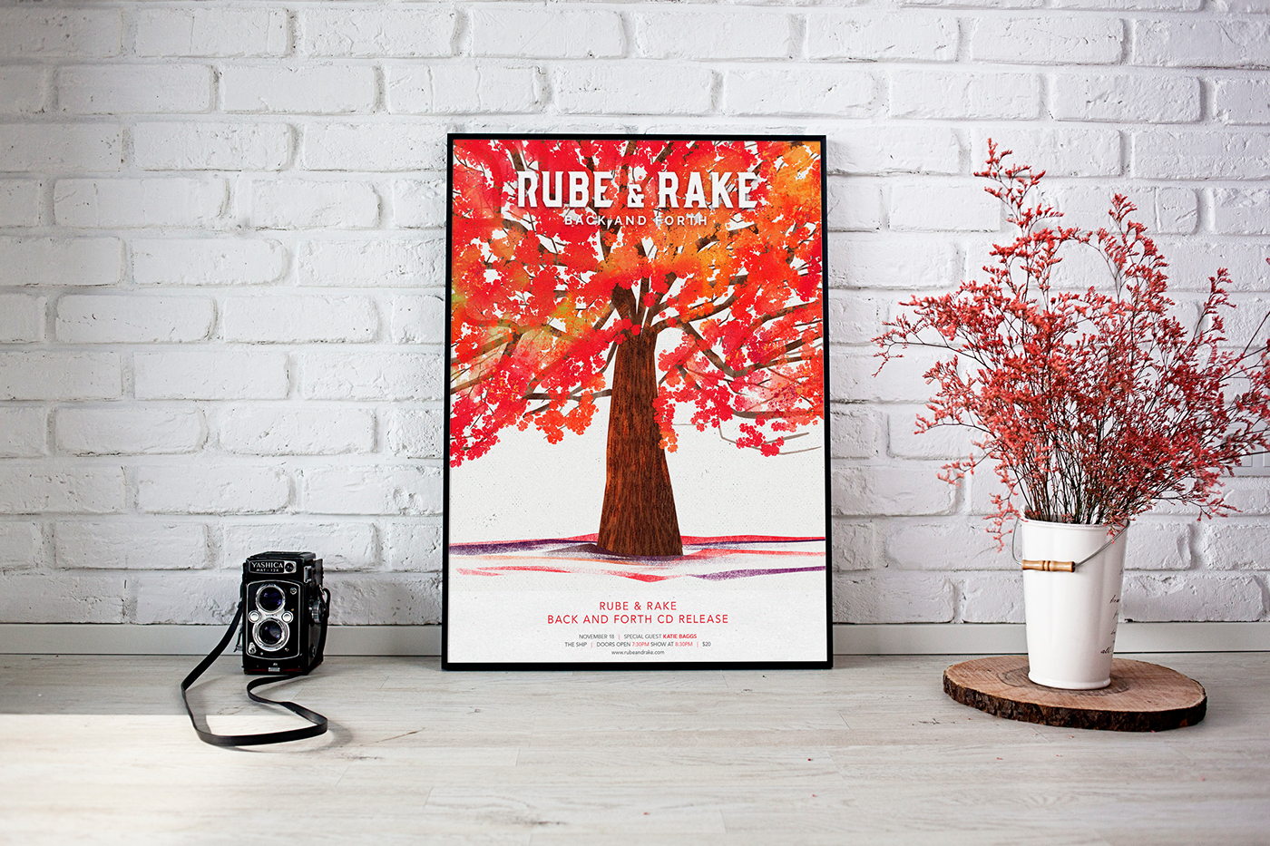 ILLUSTRATION  band poster autumn Fall autumn leaves orange red yellow trees
