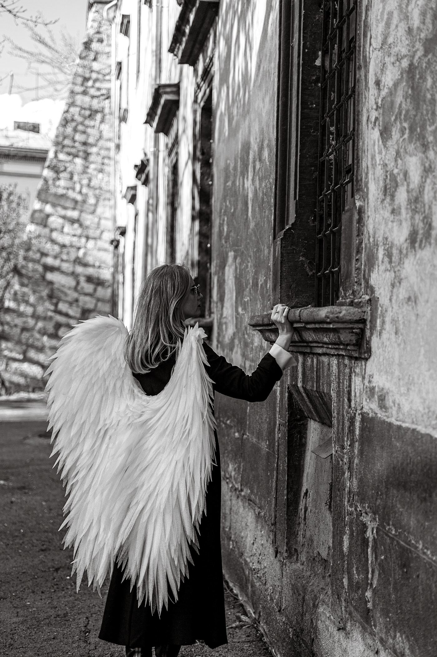 wings angel art portrait monochrome black and white Nikon fantasia Lviv Wings of desire