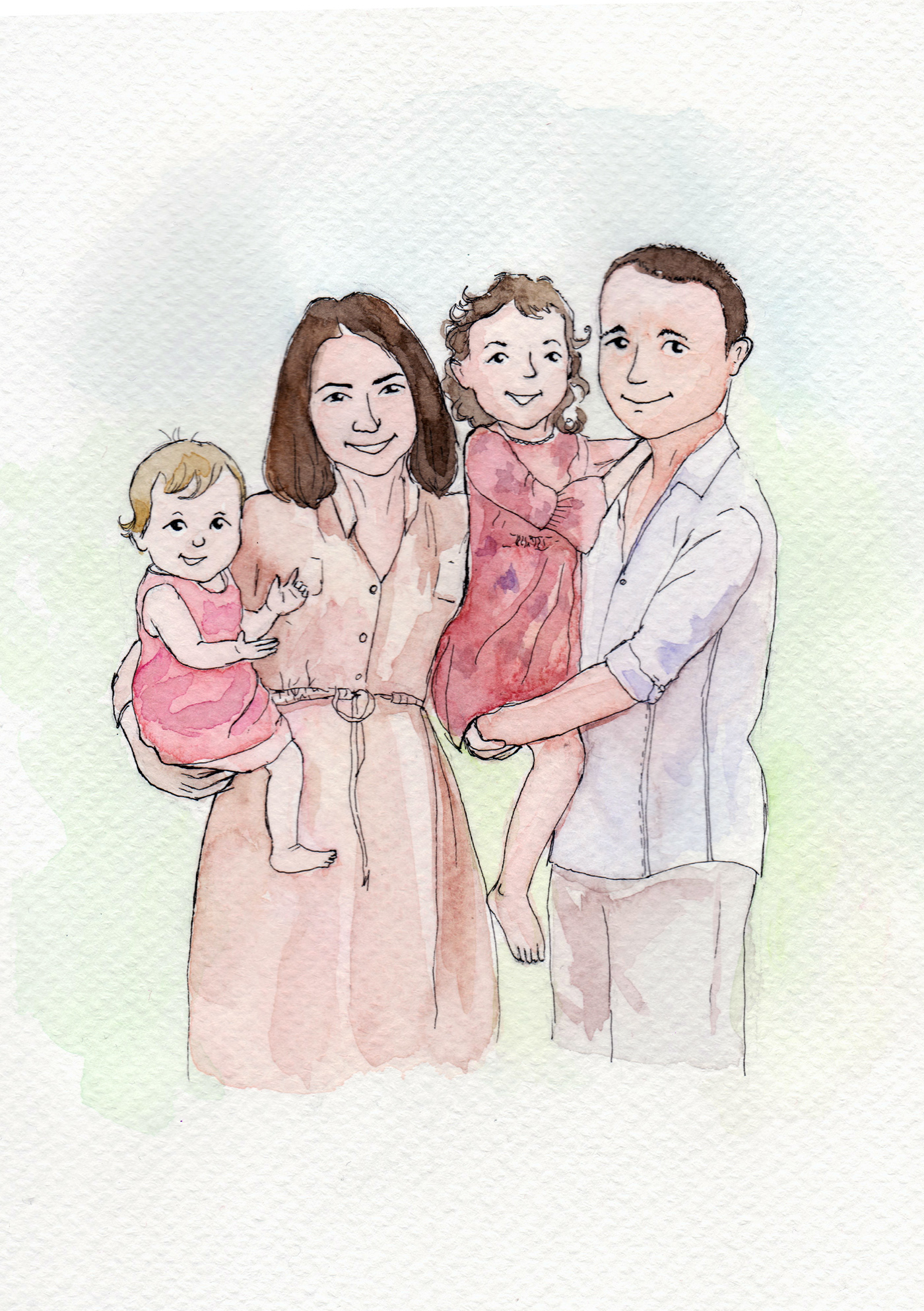 couple family family portrait ILLUSTRATION  mother and daughter watercolor portrait wedding